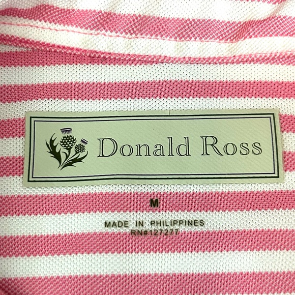 Donald Ross Pink Stripe Golf Polo Shirt - Picture 5 of 7